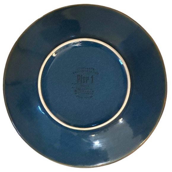 Set of 2 Pier 1 TUNISIA 8 1/2" Blue with Tan Scroll Lunch/Salad Plates - Picture 7 of 8